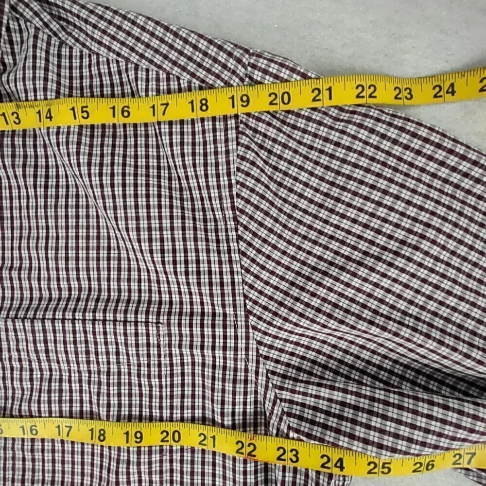 Croft & Barrow Cotton Blend Burgundy & White Checkered Button-Down Shirt. Size L